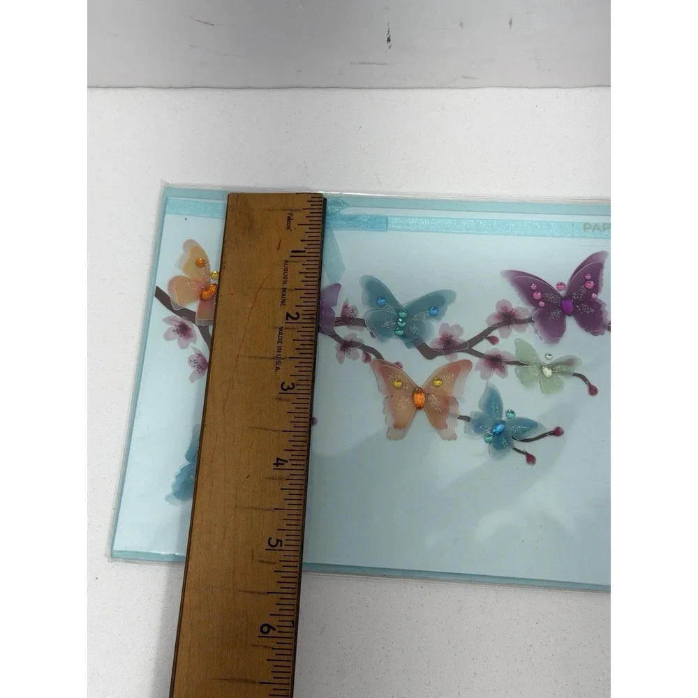 Papyrus Blank Card Cherry Blossoms Butterfly Blue Greeting Card Vintage